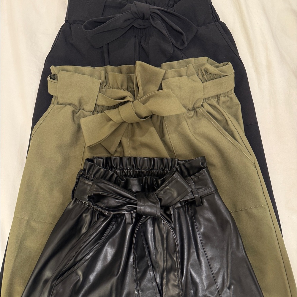 BUNDLE: High Waisted Paper Bag Pants